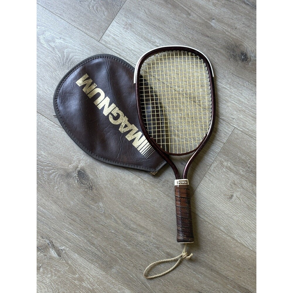 Vintage Ektelon Racquetball Racquet with Brown Cover Leather Grip Retro Sports